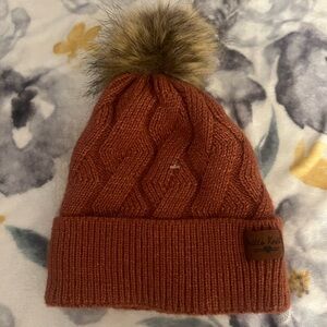 Knitted Kids Beanie with Faux Fur Pom